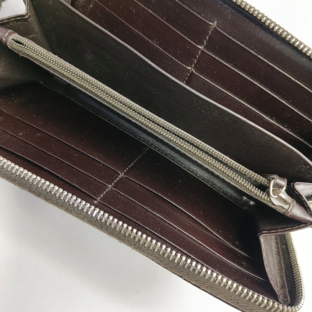 GUCCI Brown Canvas Monogrammed Wallet Silver Hardware-(SKU)-956655178