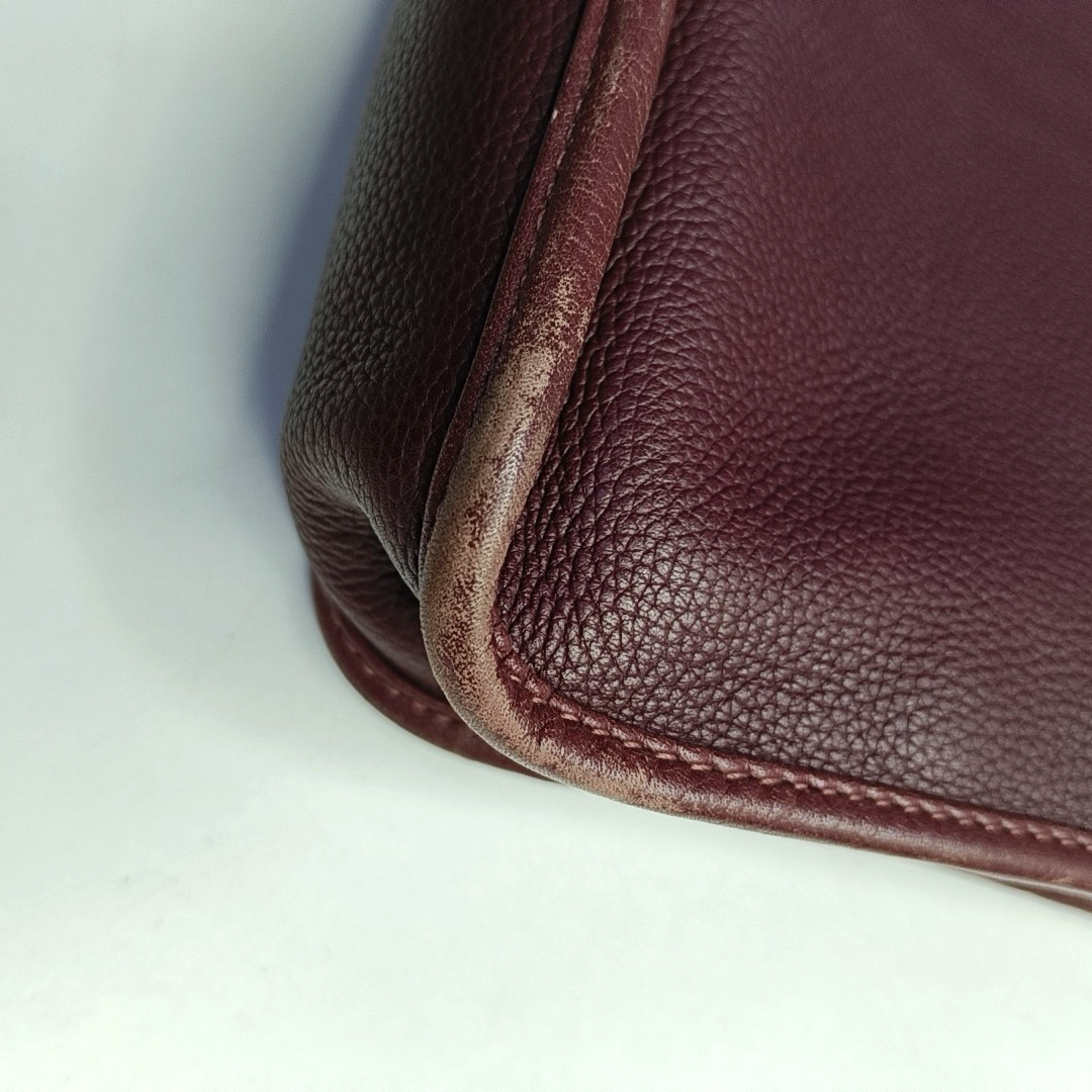 LOEWE Toledo Burgundy Cowhide Tote Handbag Silver Hardware-(SKU)-952969299