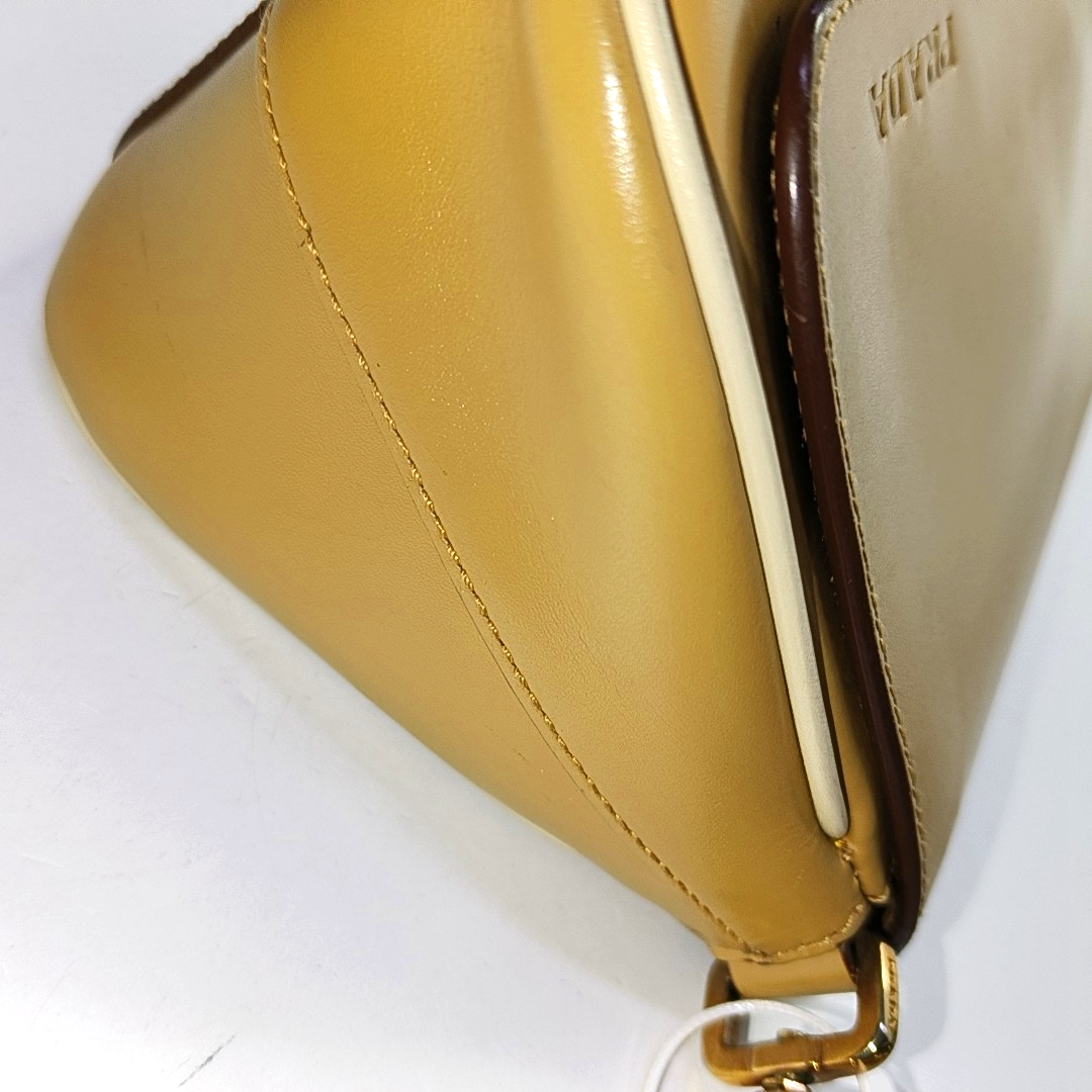 PRADA Ginger Yellow Leather Single Shoulder Tote Bag Golden hardware-(SKU)-957438126