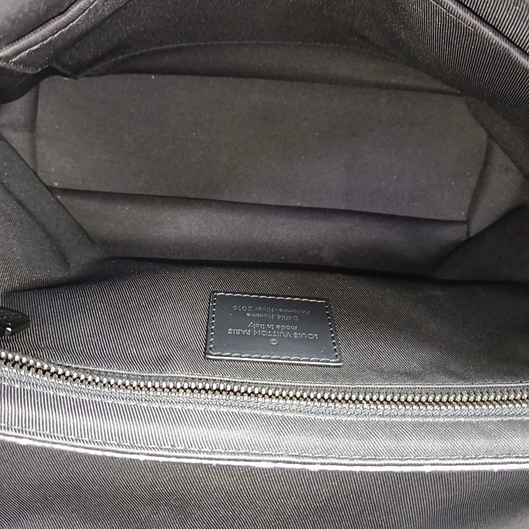 LOUIS VUITTON VOYAGER Small Black Coated Canvas Monogram Messenger Bag Crossbody Shoulder Bag Silver Hardware-(SKU)-971314881