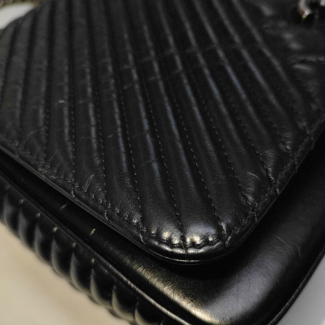 CHANEL COCO BOY Black Quilted Calfskin Leather Crossbody Shoulder Bag Palladium Hardware 20 Clasp-(SKU)-14466373