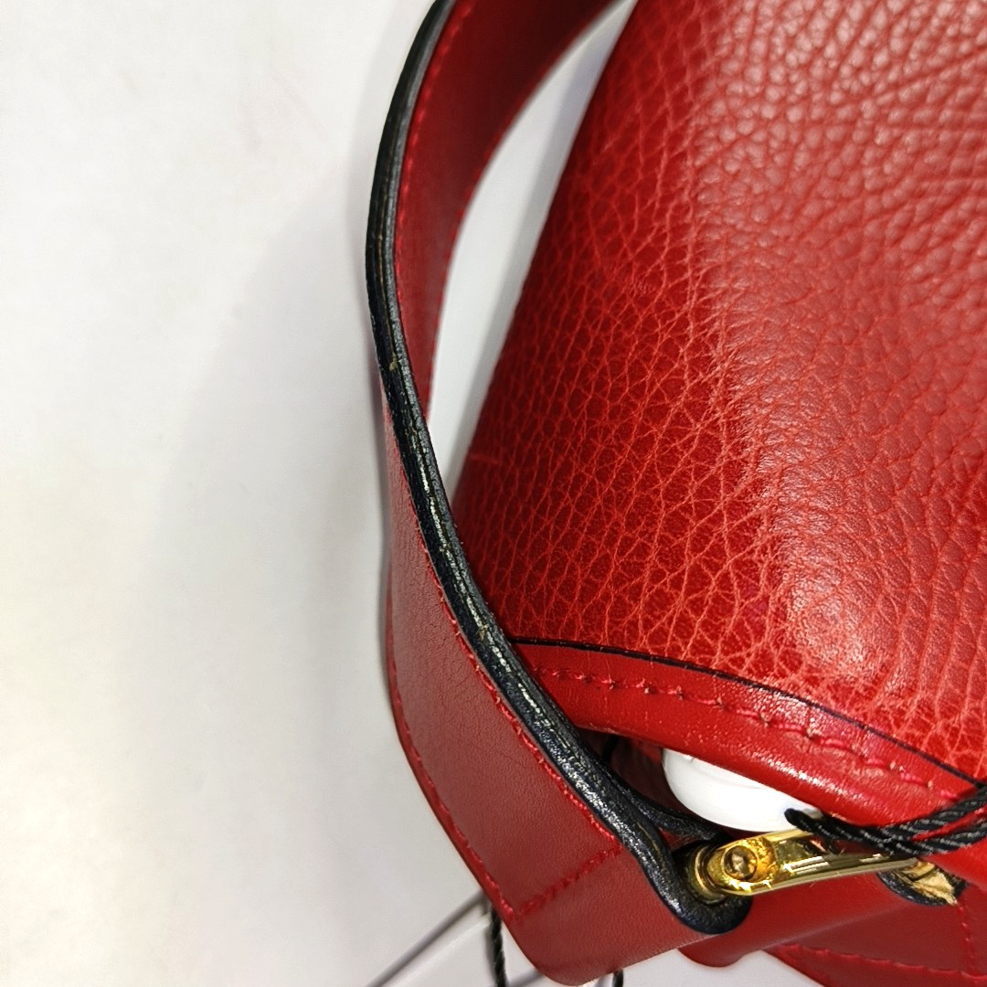 CELINE Red Leather Crossbody Bag Golden hardware-(SKU)-959494313