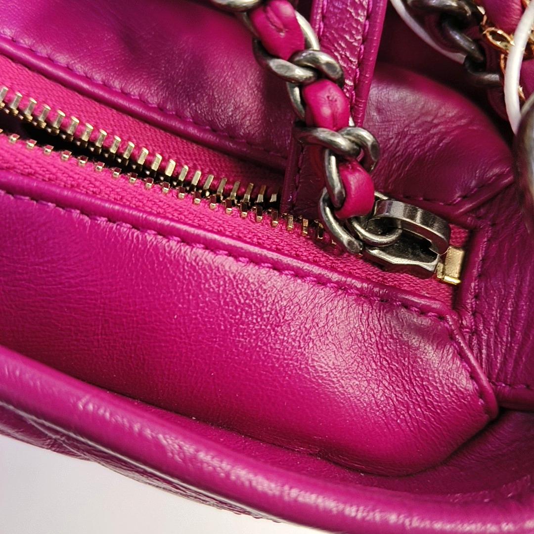 CHANEL GABRIELLE Small Magenta Calfskin Quilted Cannage Shoulder Bag, Crossbody Bag with Detachable Strap and 28 Compartments-(SKU)-946020995