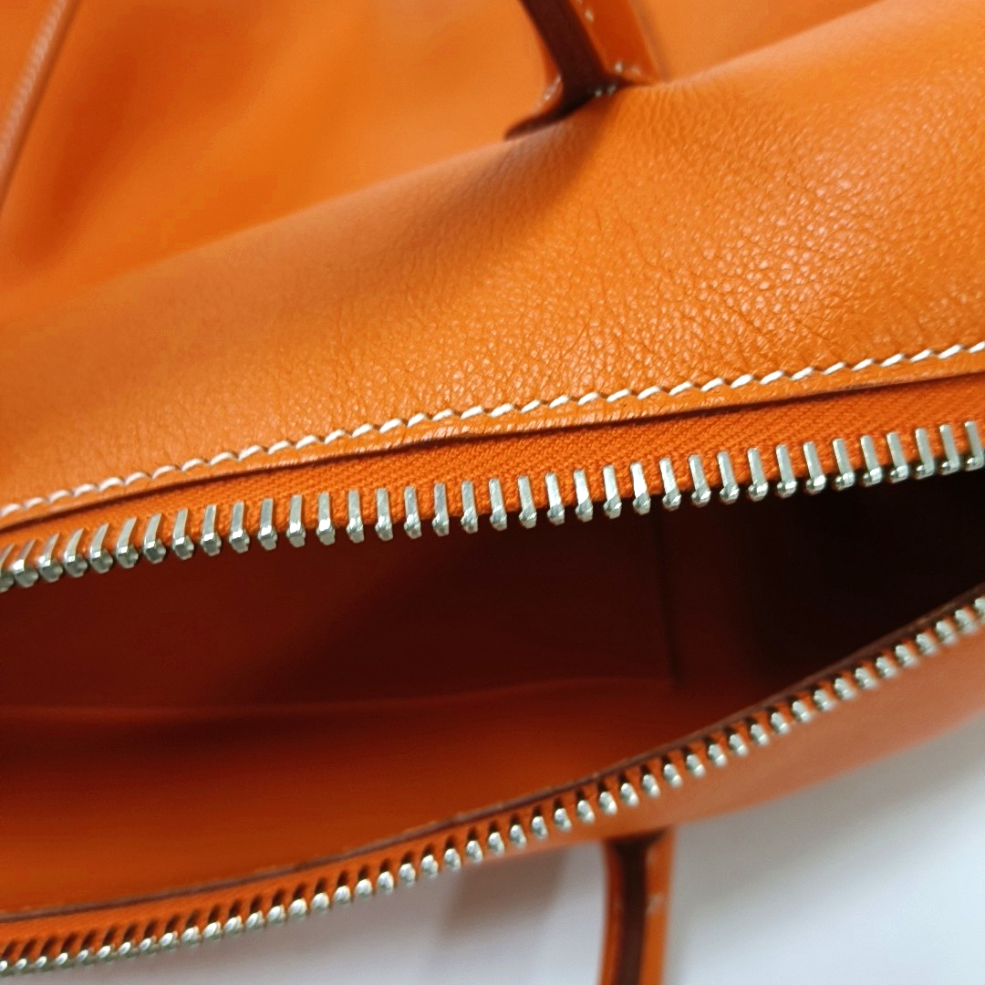 HERMÈS Voyage Polochon Orange Evercolor Calfskin Handbag Golden Hardware 🄽-(SKU)-943397886