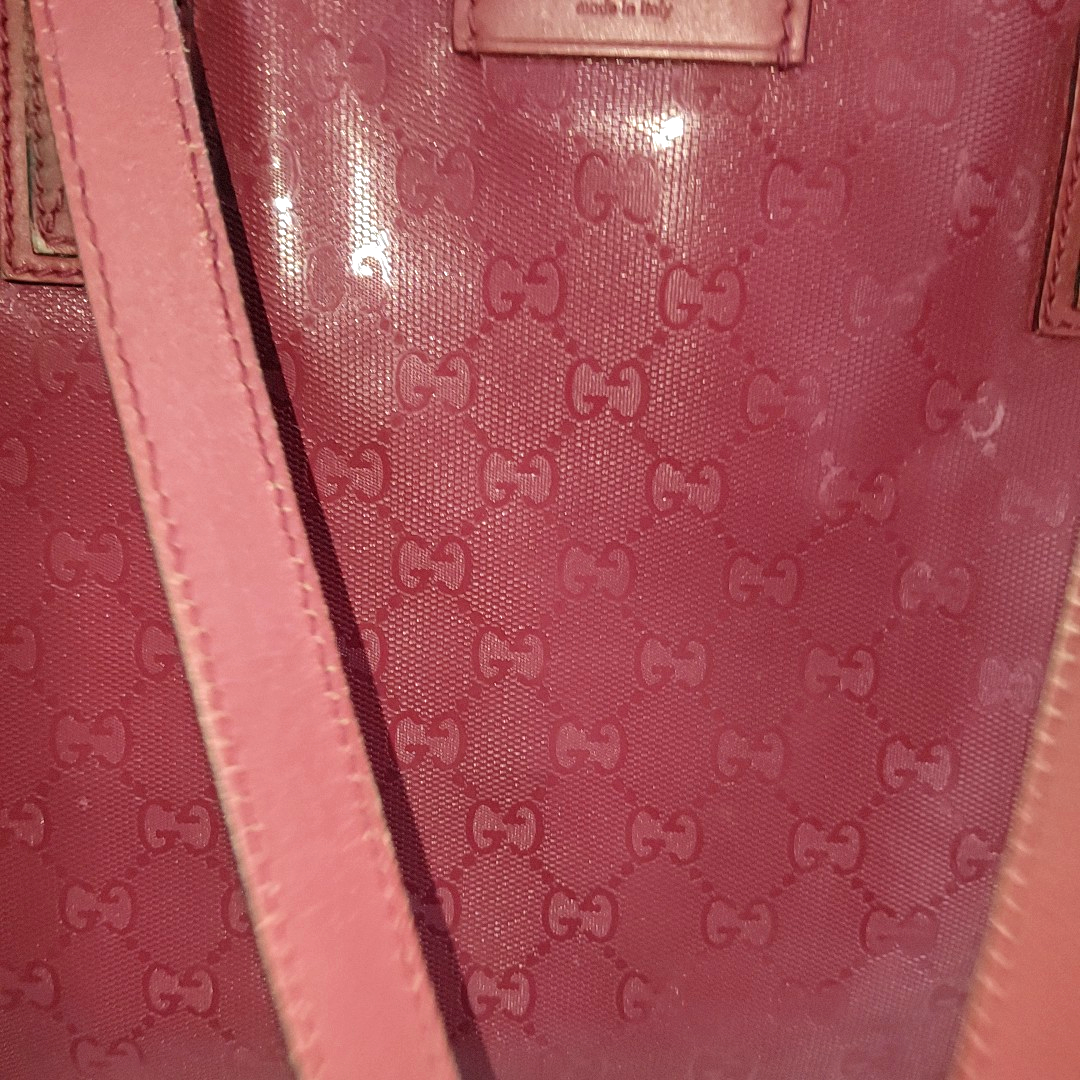 GUCCI GG Imprime Red Coated Canvas Monogrammed Single Shoulder Bag Silver Hardware-(SKU)-14506915