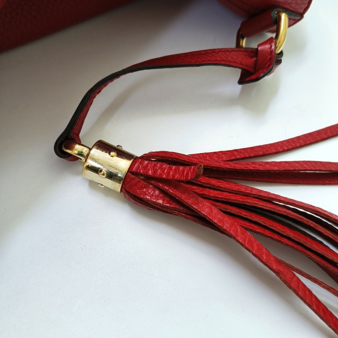 GUCCI Tote bag Red Cowhide Fringe Tote Bag Single Shoulder Bag Golden hardware-(SKU)-954793902