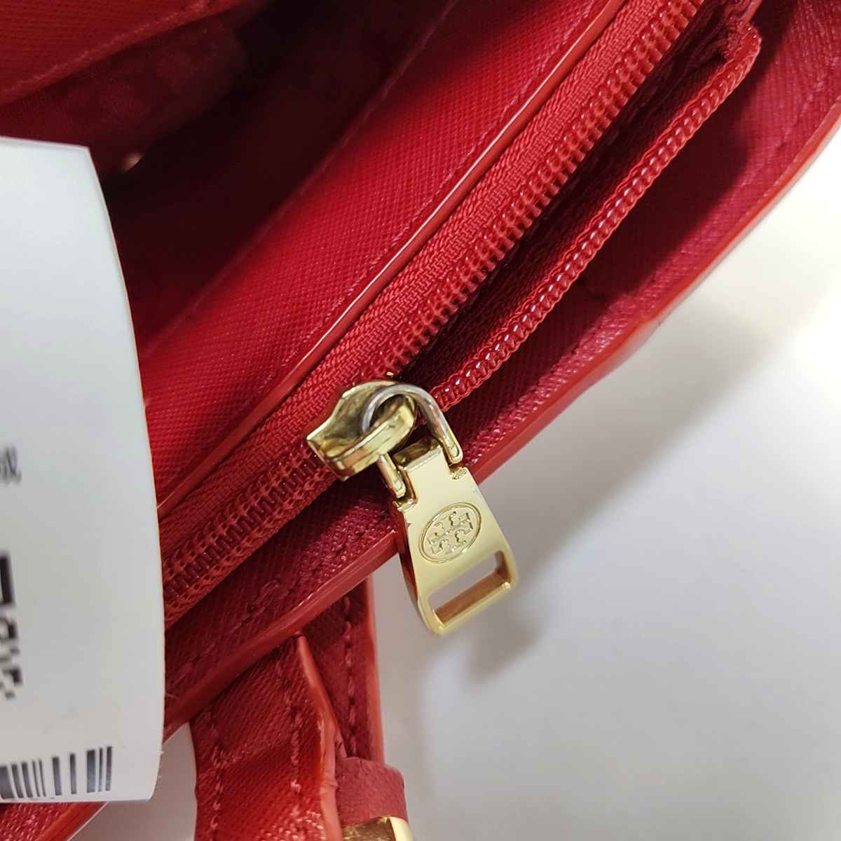 TORY BURCH York Red Leather Embossed Single Shoulder Bag Tote Bag Silver Hardware shoulder straps-(SKU)-944533691