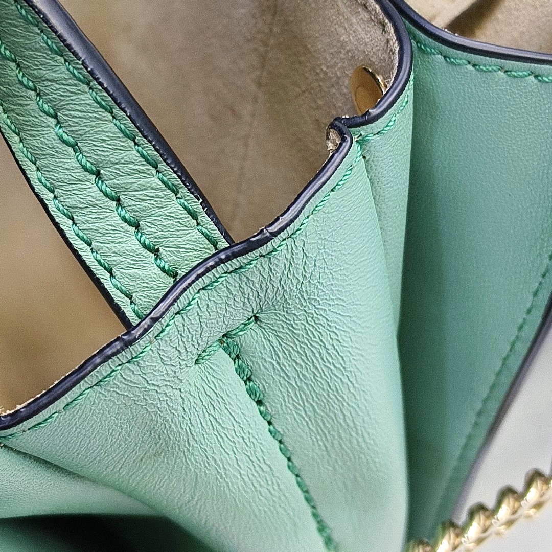 Chloé Faye Small size Green Cowhide Ring Shoulder Bag Golden hardware-(SKU)-953561461
