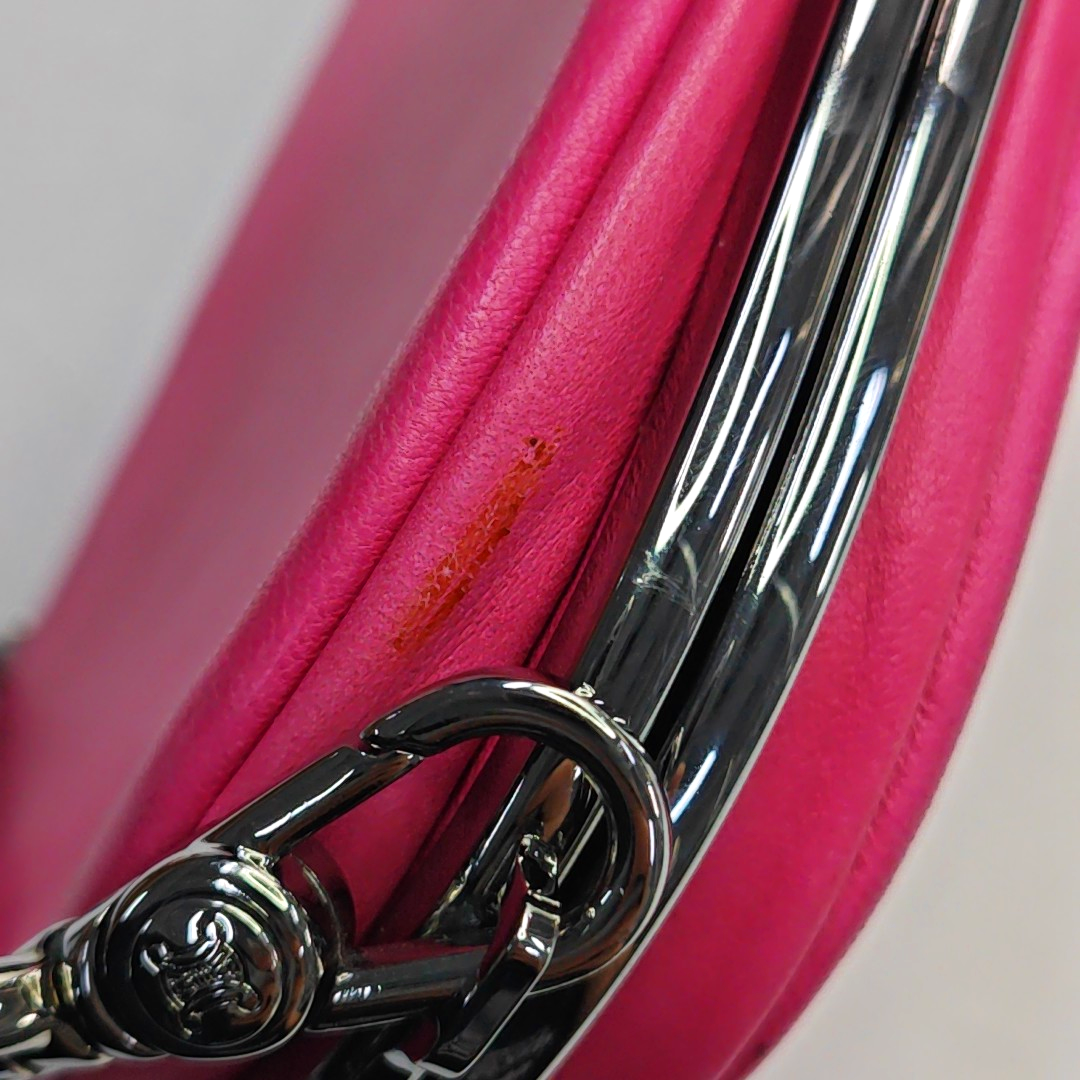 CELINE Fuchsia Cowhide Handbag Single Shoulder Bag Ruthenium color hardware Removable shoulder strap-(SKU)-948940978