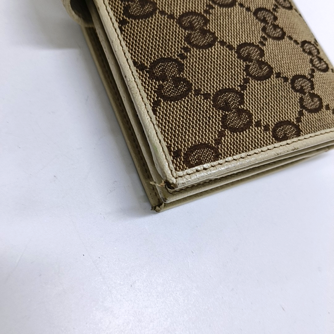 GUCCI Khaki Canvas Monogrammed Wallet Golden hardware-(SKU)-956740009