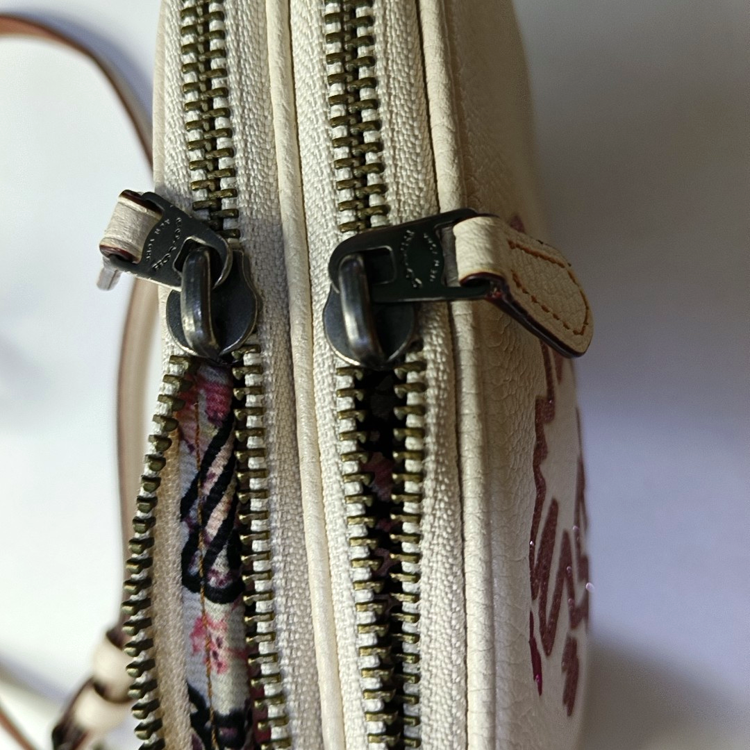 COACH SADIE White Leather Printed Single Shoulder Bag Crossbody Black hardware Removable shoulder strap-(SKU)-942923555