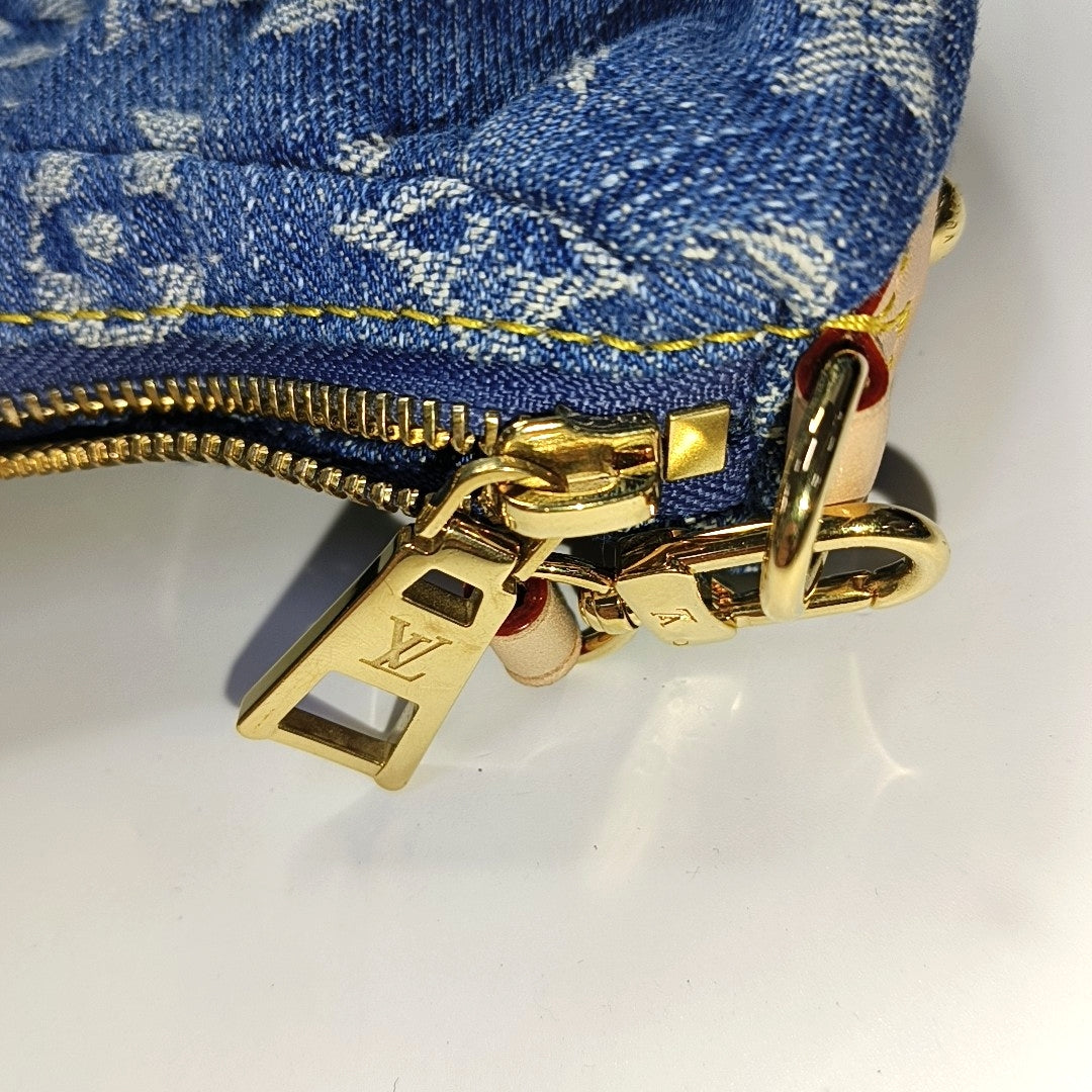 LOUIS VUITTON POCHETTE VALLEY Blue Denim Monogram Jacquard Handbag Shoulder Bag Gold Hardware Detachable Strap-(SKU)-969614948