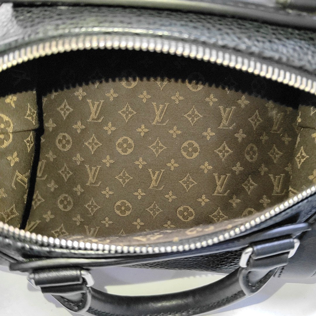 LOUIS VUITTON BIKER Small-sized Black Lamb Skin Crossbody Bag Handbag Shoulder Bag Silver Hardware Removable Shoulder Strap-(SKU)-967994639