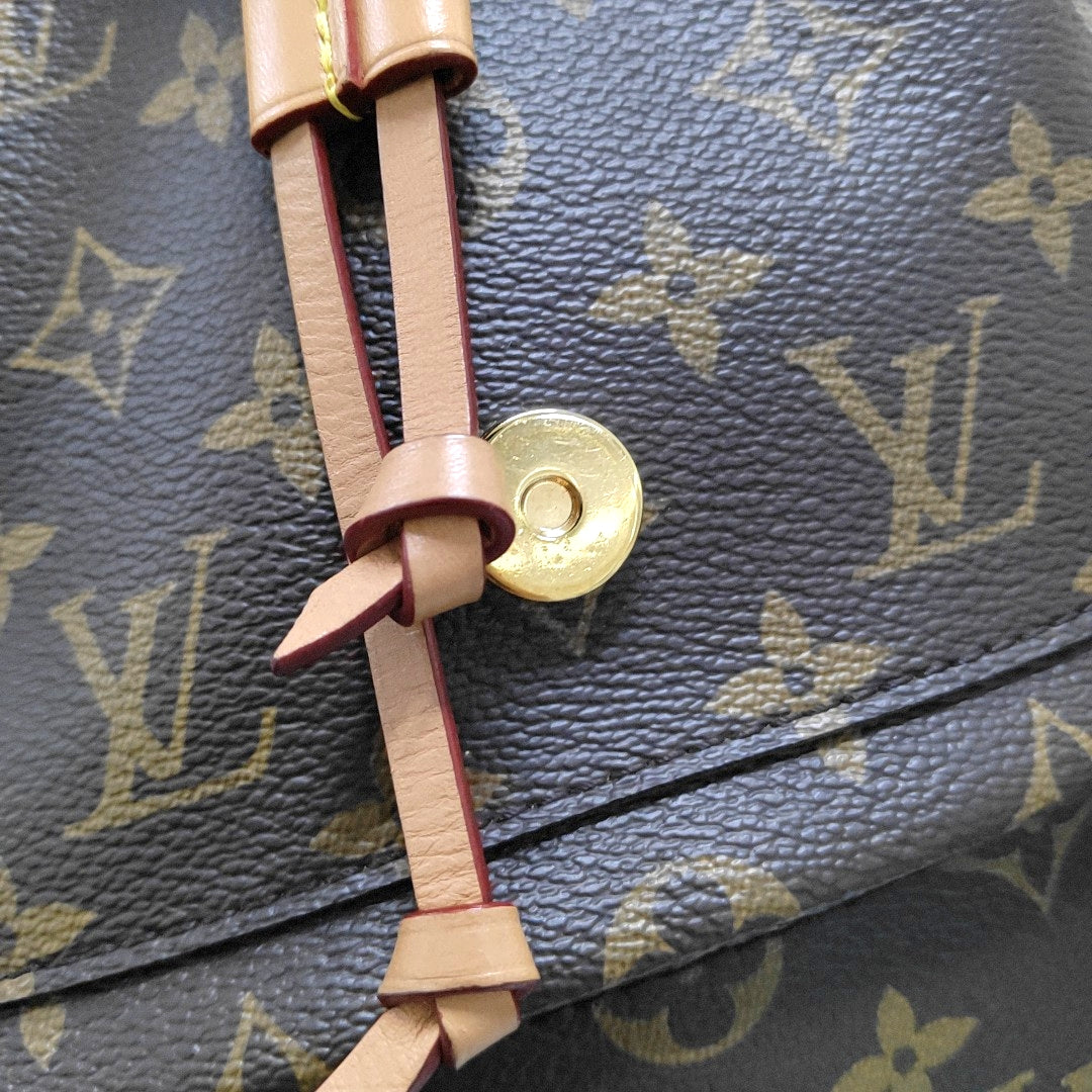 LOUIS VUITTON MONTSOURIS Brown Coated Canvas Monogram Backpack Handbag Gold Hardware-(SKU)-967932966
