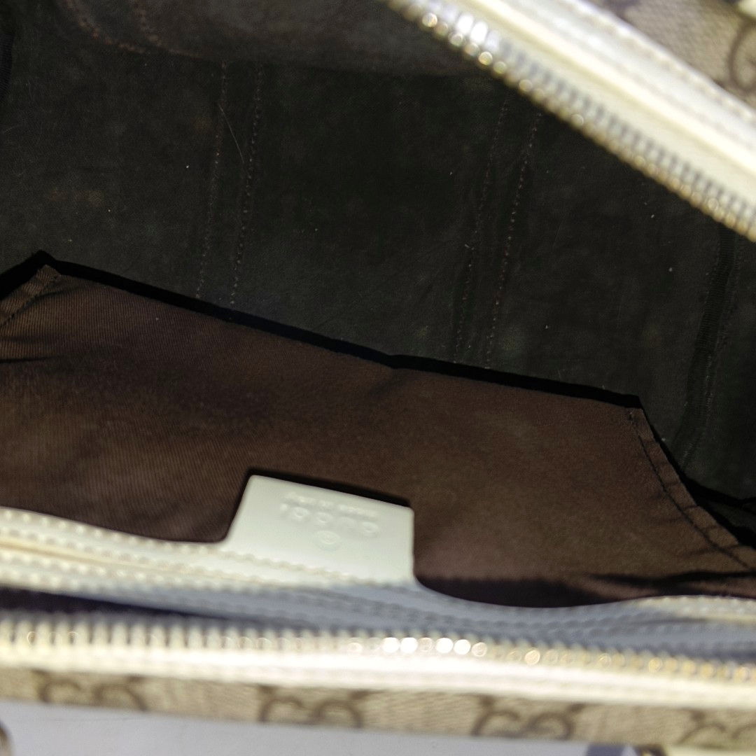 GUCCI Beige Coated Canvas Monogrammed Tote Bag Golden hardware-(SKU)-958959380