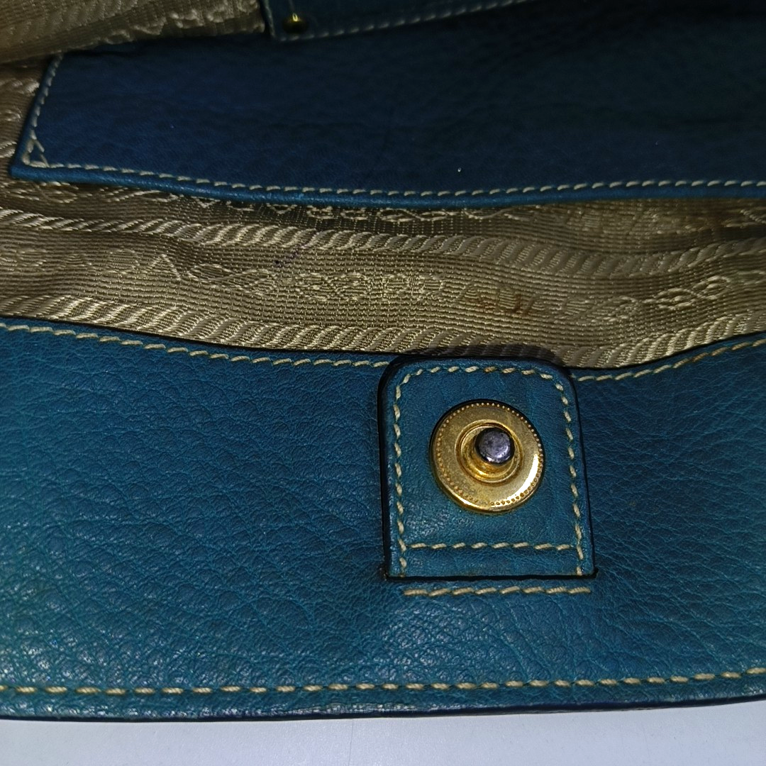 PRADA Bauletto Saffiano Teal Green Leather Handbag Golden hardware-(SKU)-947004681