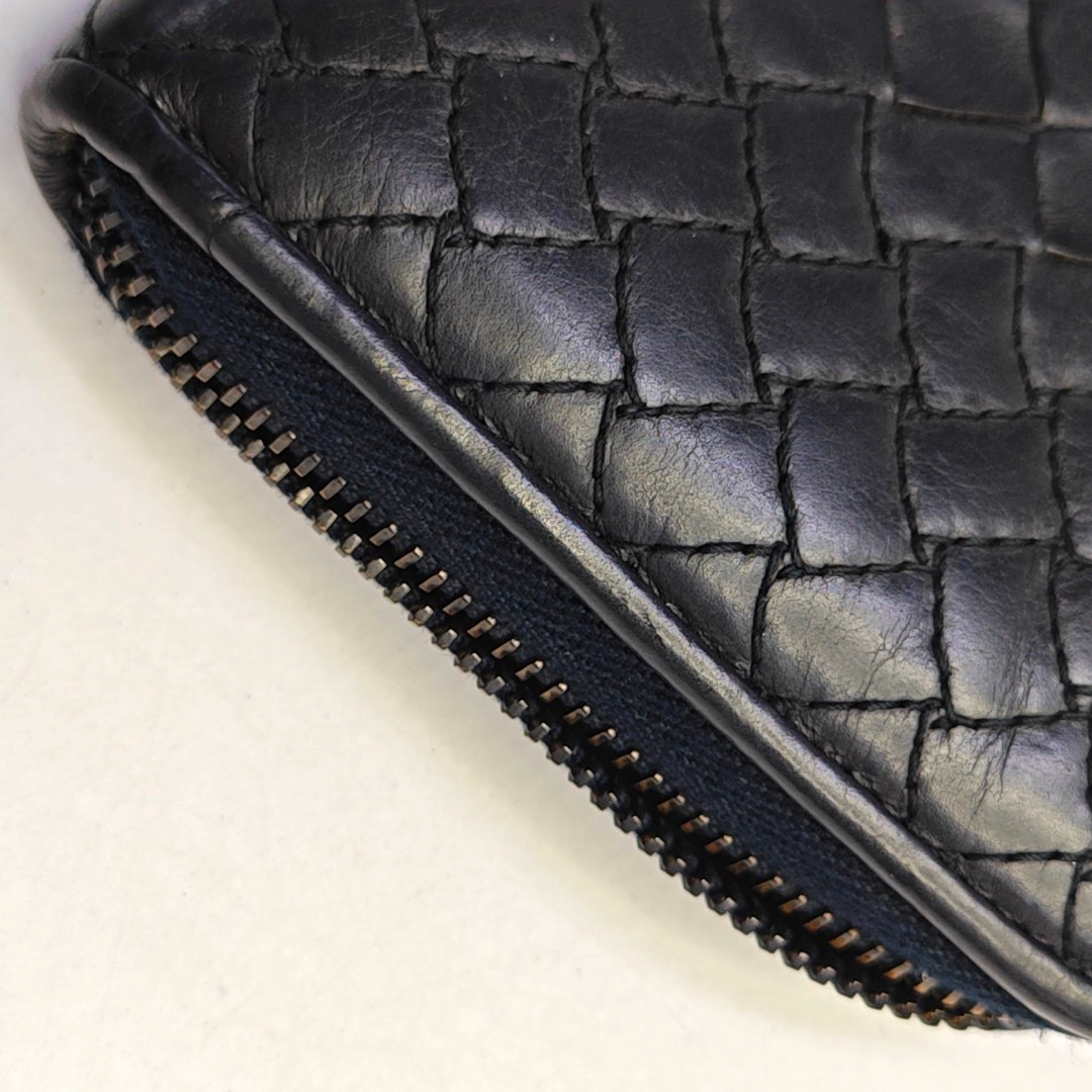 BOTTEGA VENETA Black Cowhide Woven Wallet Black hardware-(SKU)-947169349