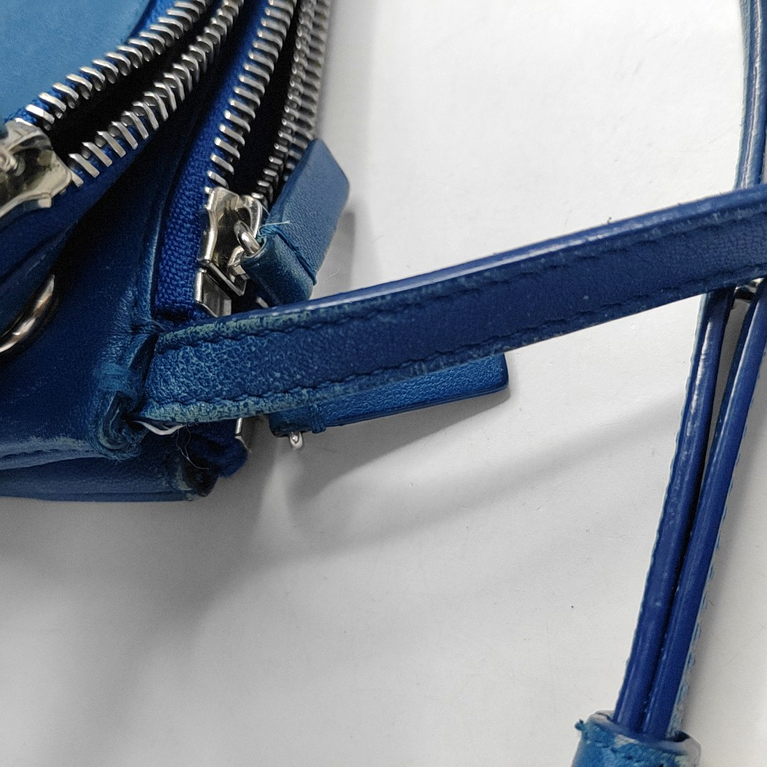 CELINE TRIO Small size Blue Lamb Leather Single Shoulder Bag Crossbody Bag Silver Hardware-(SKU)-956504189