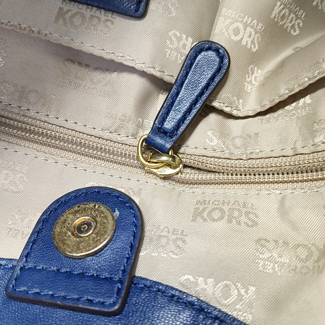 MICHAEL KORS Dark Blue Cowhide Single Shoulder Bag Handbag Golden hardware-(SKU)-928999940