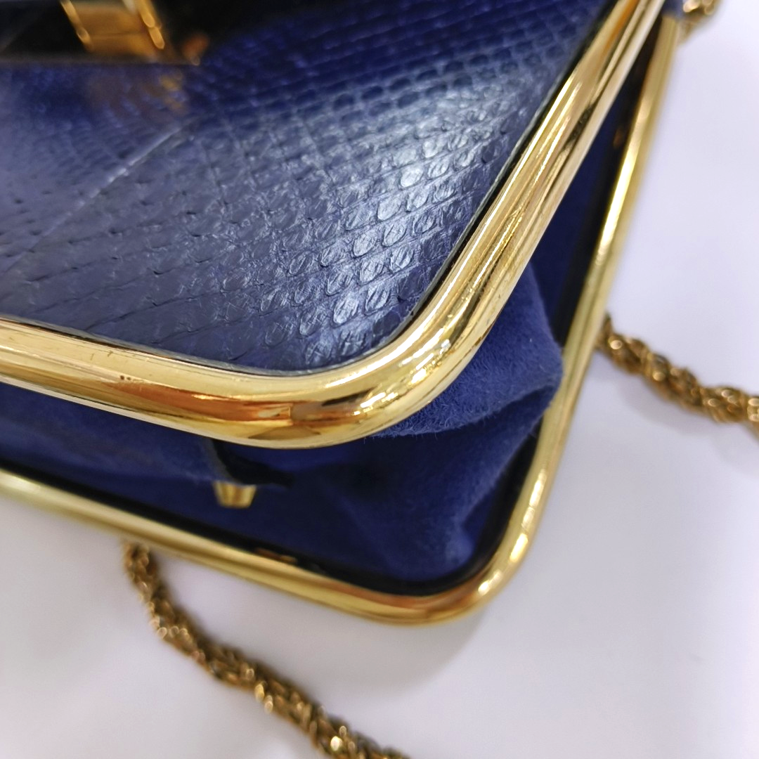 Chloé Sally Small size Dark Blue Snake Skin Crossbody Bag Golden hardware-(SKU)-935267060