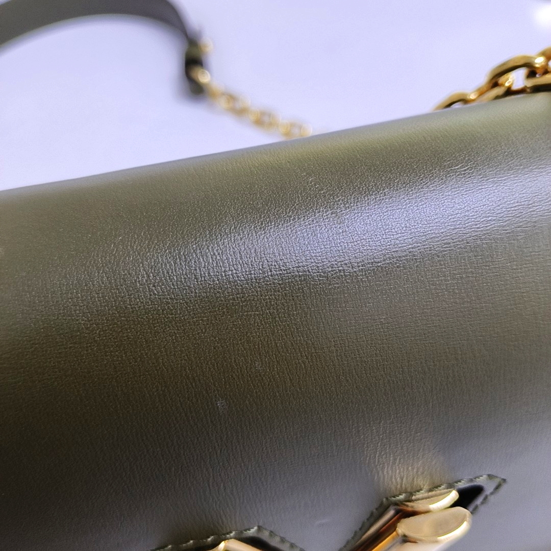 LOUIS VUITTON TWIST Small Green Leather Embroidered Crossbody Shoulder Bag with Gold Hardware-(SKU)-957815452
