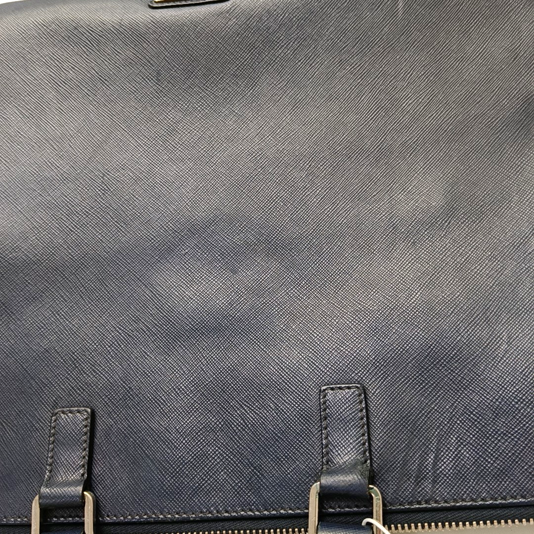 PRADA Dark Blue Leather Handbag Silver Hardware-(SKU)-954413734