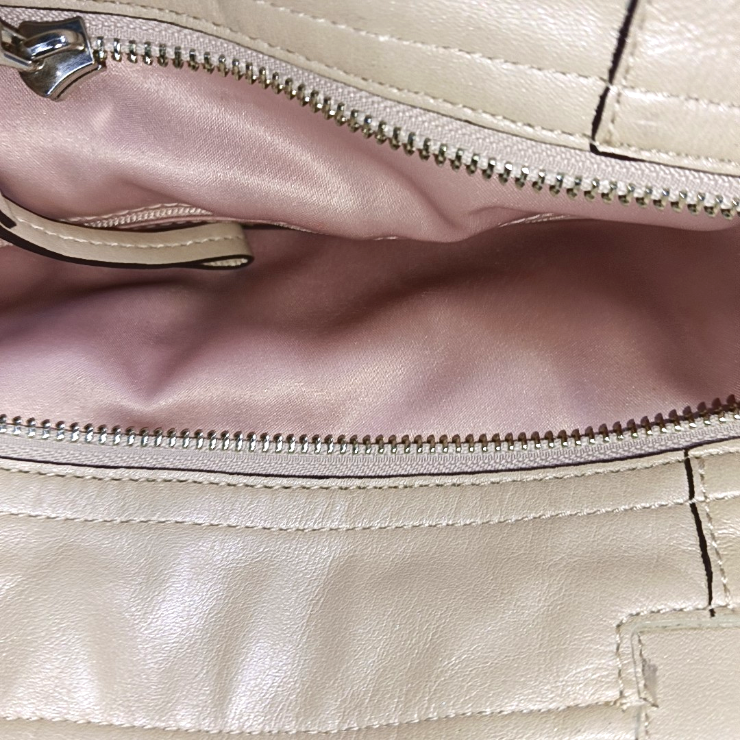 COACH Tote bag Beige Leather Single Shoulder Bag Handbag Silver Hardware-(SKU)-14076093