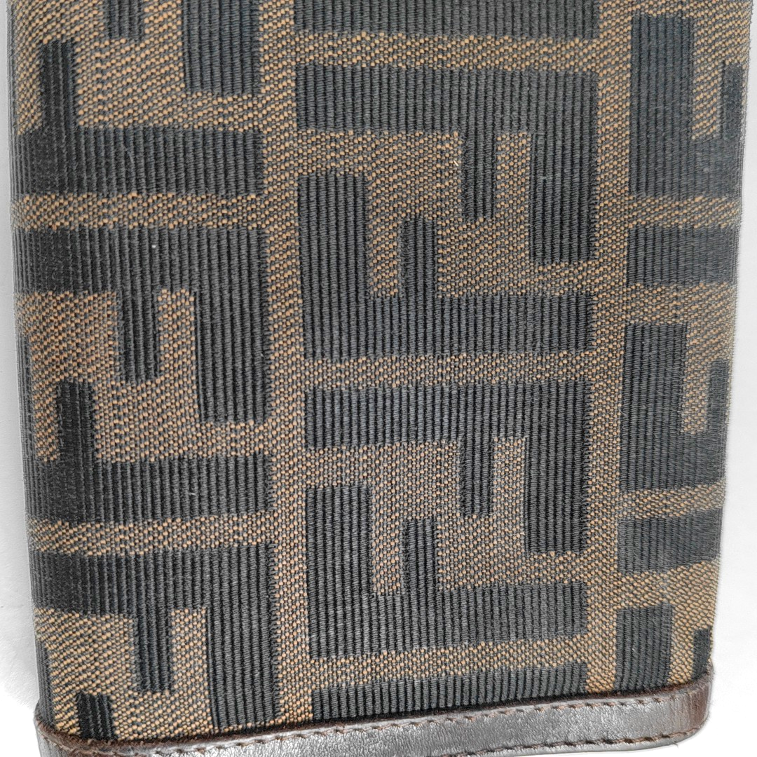 FENDI 棕色帆布双F钱包-(SKU)-960315050