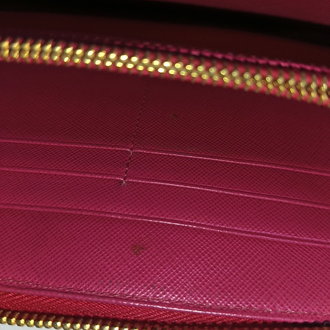PRADA Fiocco Bow Red Leather Crosshatch Embossed Wallet Golden hardware-(SKU)-939810671