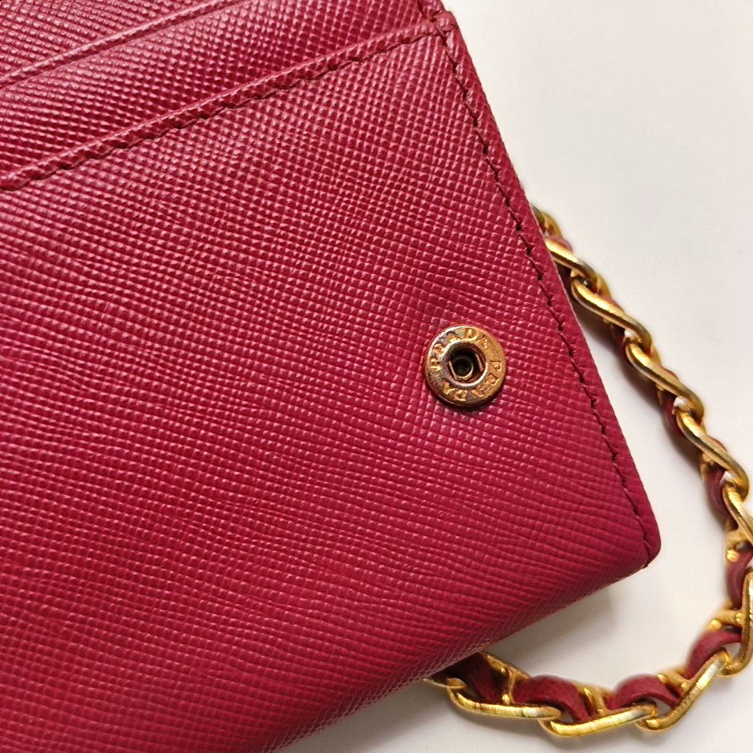 PRADA Pink Cowhide Crosshatch Crossbody and Shoulder Bag Golden hardware Removable shoulder strap-(SKU)-956276892