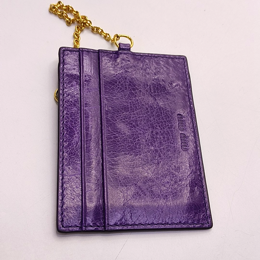 Miu Miu Purple Calf Leather Quilted Wallet Golden hardware Sub-bag-(SKU)-960261981