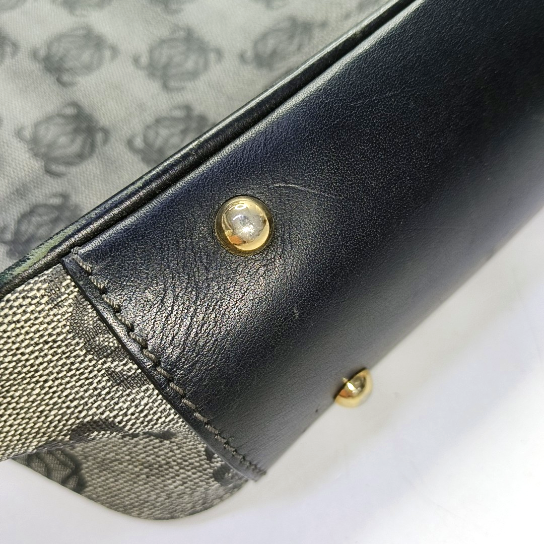 LOEWE Tote bag Gray Coated Canvas Monogram Floral Print Handbag Golden hardware-(SKU)-946029178