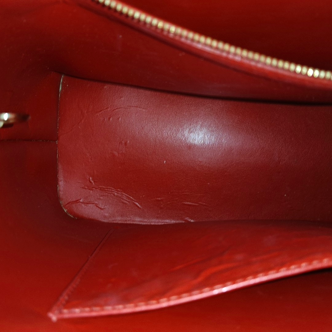 LOUIS VUITTON HOUSTON Red Lacquered Leather Texture Handbag Shoulder Bag Golden hardware Vintage model-(SKU)-943924336