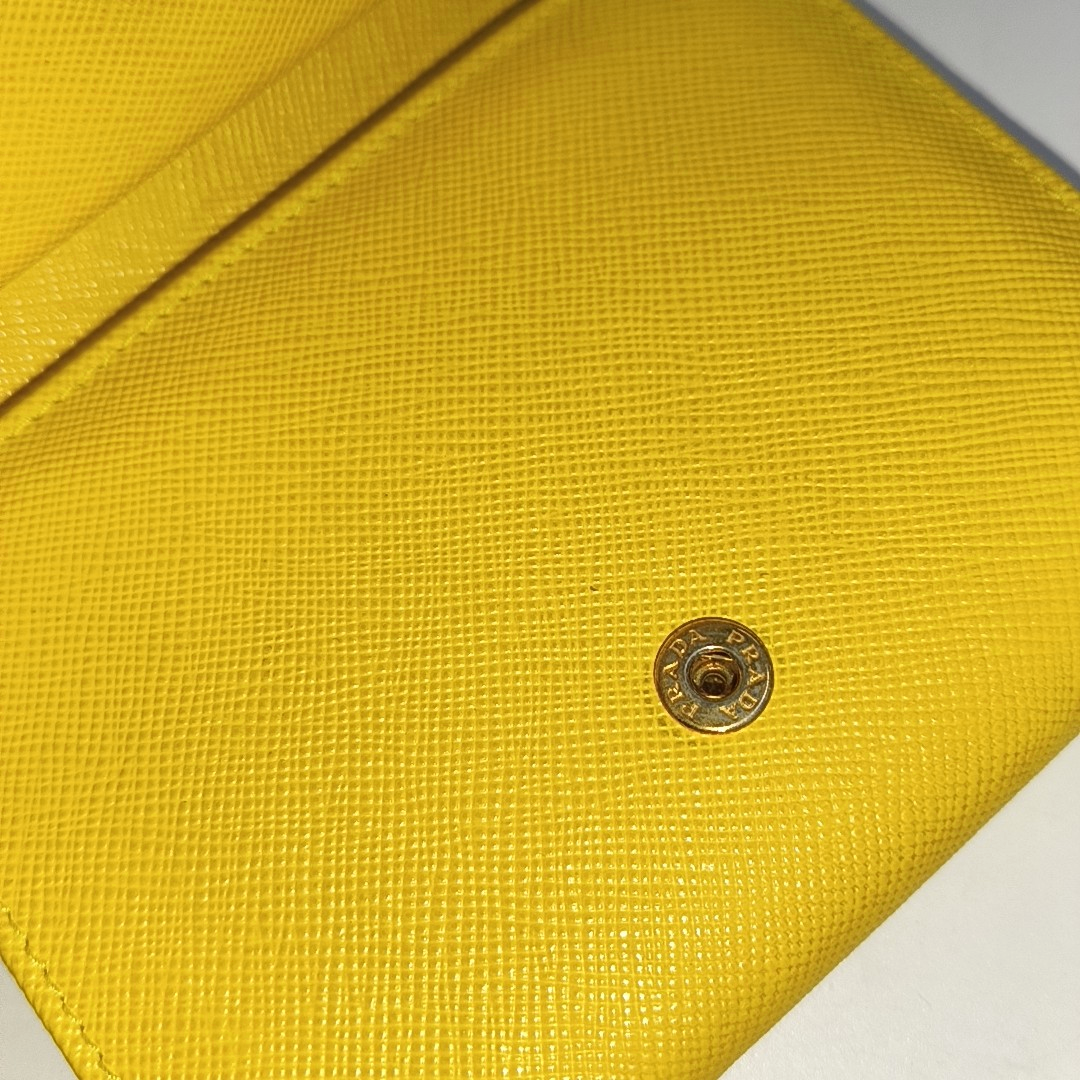 PRADA Yellow Cowhide Cross Grain Wallet Golden hardware-(SKU)-938135493