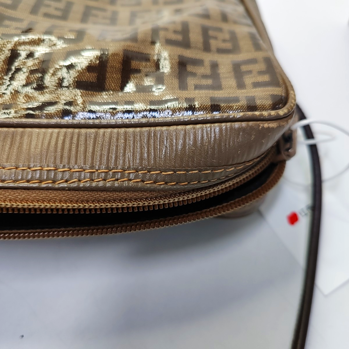 FENDI 棕色特殊材质双F斜挎包Shoulder Bag Brown Hardware-(SKU)-945609210