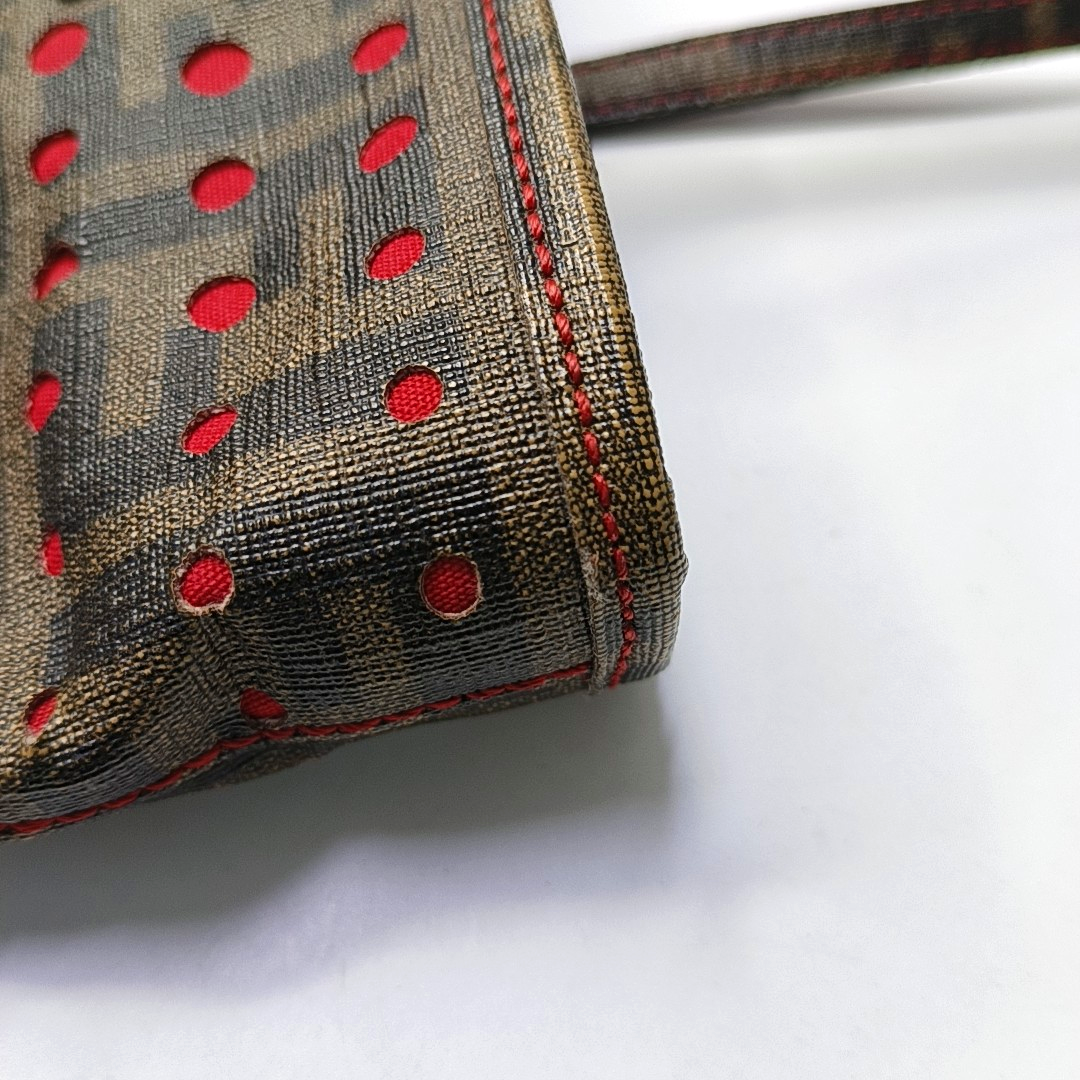 FENDI Tote bag 棕色织物双FHandheld包 Golden hardware-(SKU)-951940750
