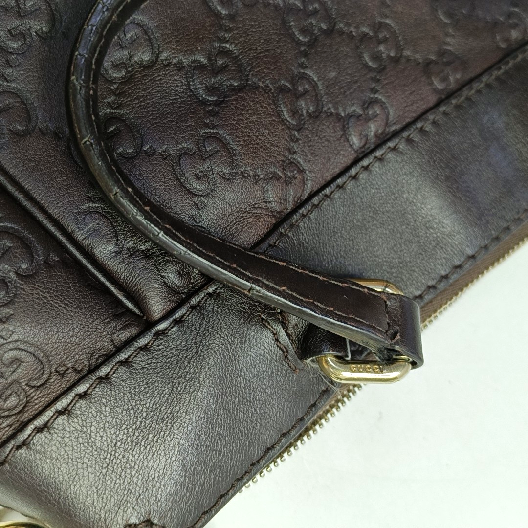 GUCCI Tote bag Dark Brown Cowhide Monogrammed Quilted Single Shoulder Bag Handbag Crossbody Golden hardware Removable shoulder strap-(SKU)-946858648