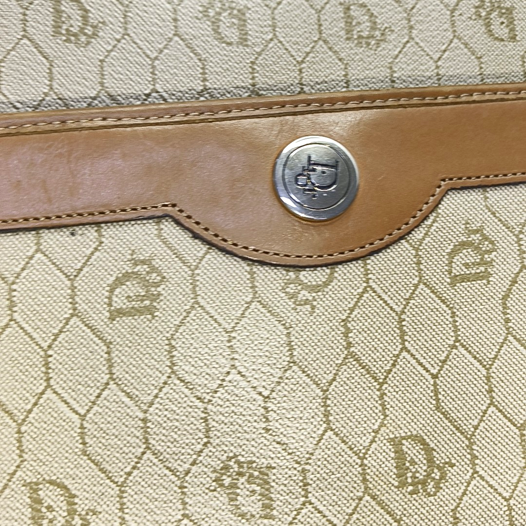 DIOR Khaki Coated Canvas Monogram Printed Shoulder Bag Golden hardware-(SKU)-957692854