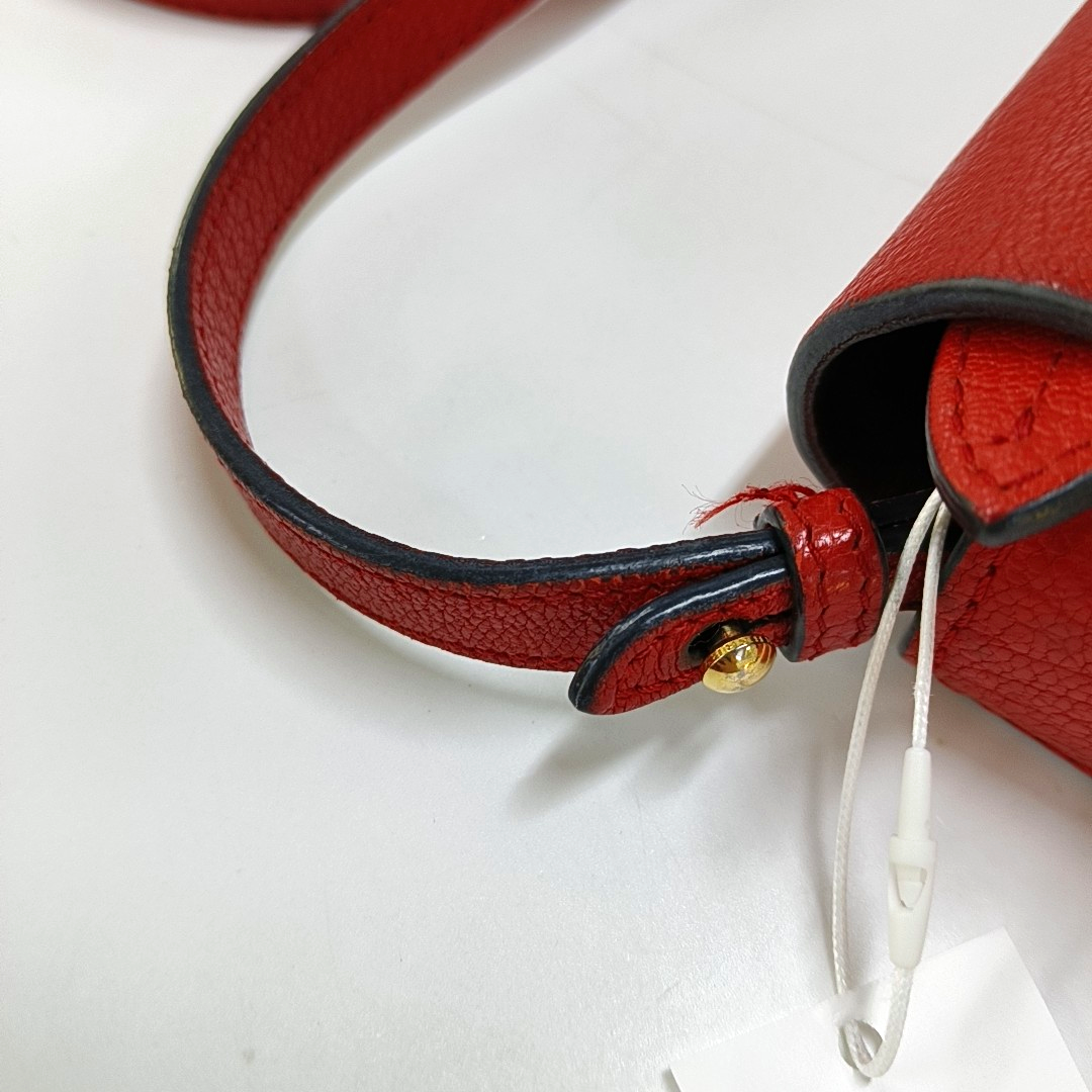 BURBERRY Square Stone Orange Red Cowhide Single Shoulder Bag, Crossbody Golden hardware Removable shoulder strap-(SKU)-959196582