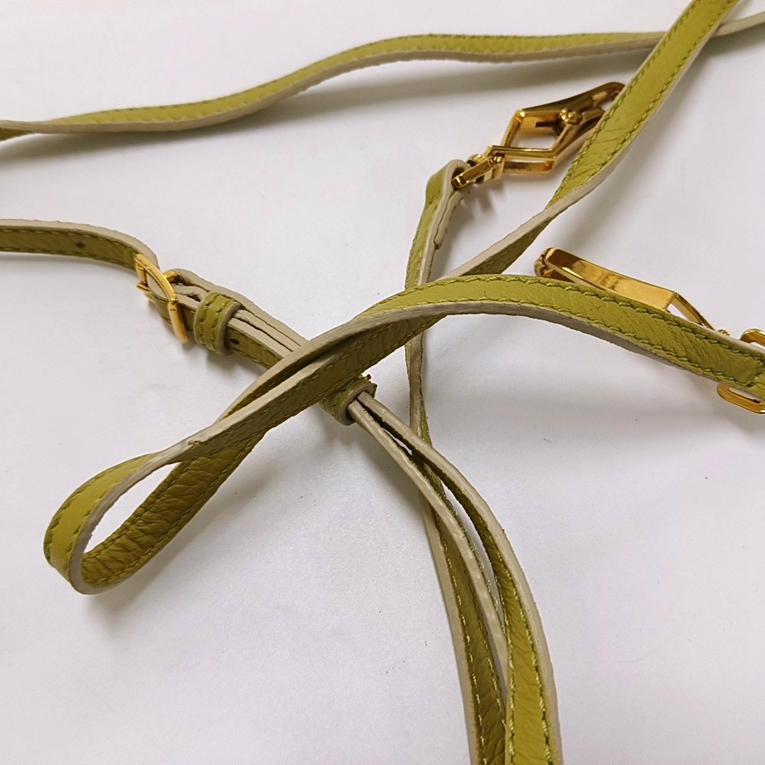 BURBERRY Yellow Green Leather Studs Embellished Shoulder Bag Crossbody Golden hardware Removable shoulder strap-(SKU)-954809975