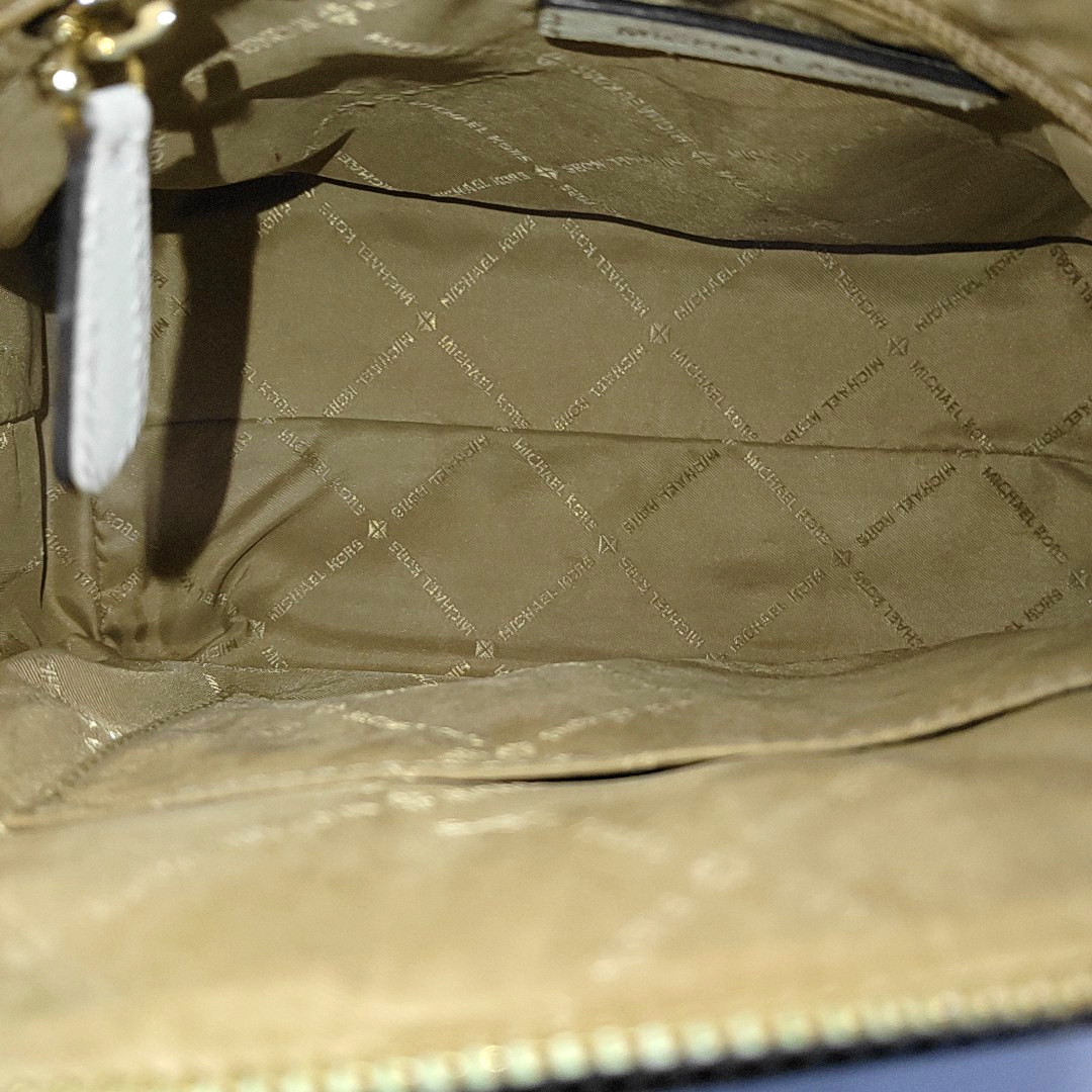 MICHAEL KORS Tote bag White Leather Patchwork Inset Crossbody Single Shoulder Bag Handbag Golden hardware Removable shoulder strap-(SKU)-932783856