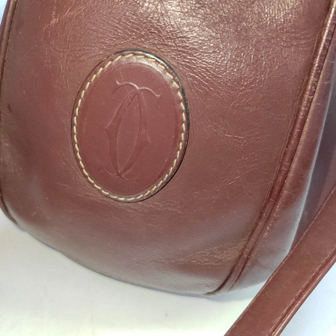 Cartier Bucket bag Burgundy Cowhide Single Shoulder Bag Crossbody Bag Golden hardware-(SKU)-935400465