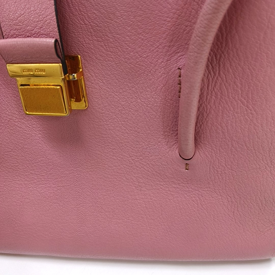 Miu Miu Pink Cowhide Sling Bag Tote Bag Golden hardware Removable shoulder strap-(SKU)-930663489