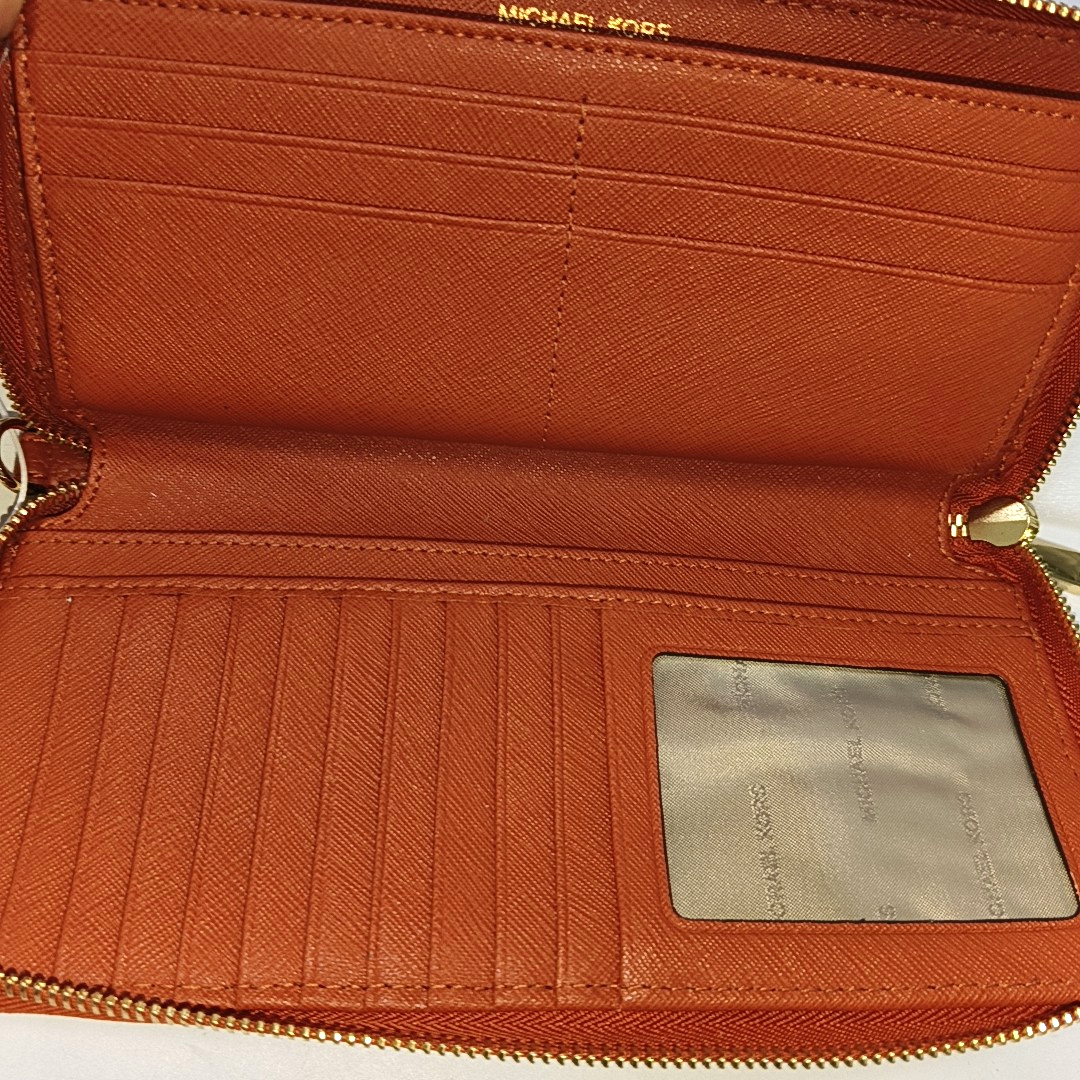 MICHAEL KORS Mercer Orange Cowhide Wallet Golden hardware-(SKU)-943455546