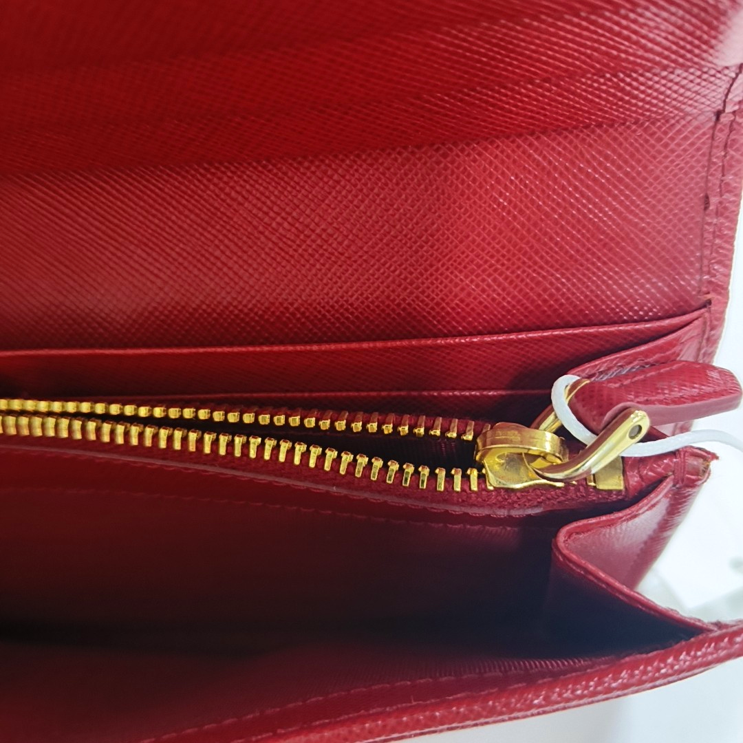 PRADA Fiocco Bow Red Leather Wallet Golden hardware-(SKU)-945456759