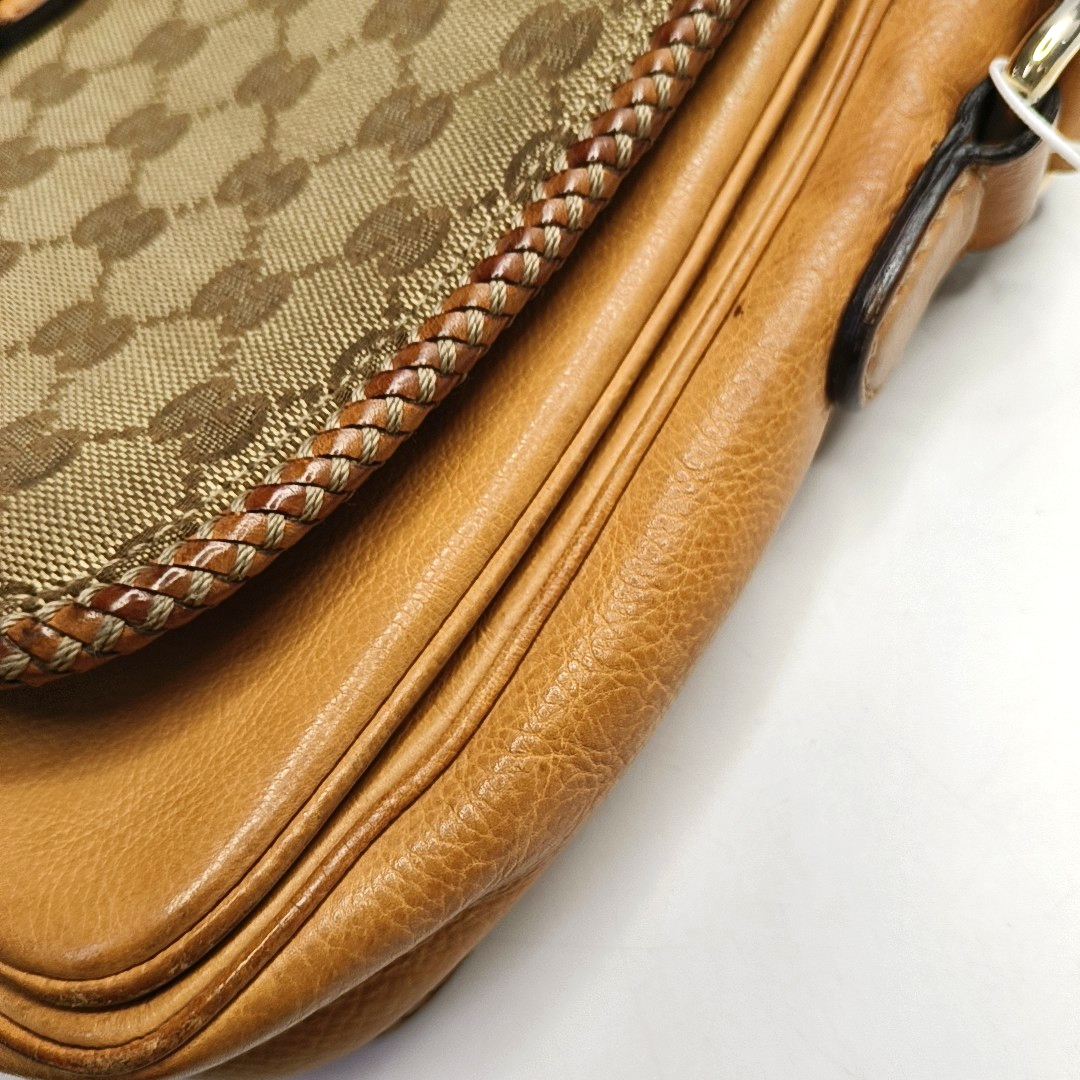 GUCCI Trunk Brown Canvas Monogrammed Crossbody Shoulder Bag Golden hardware-(SKU)-951960064