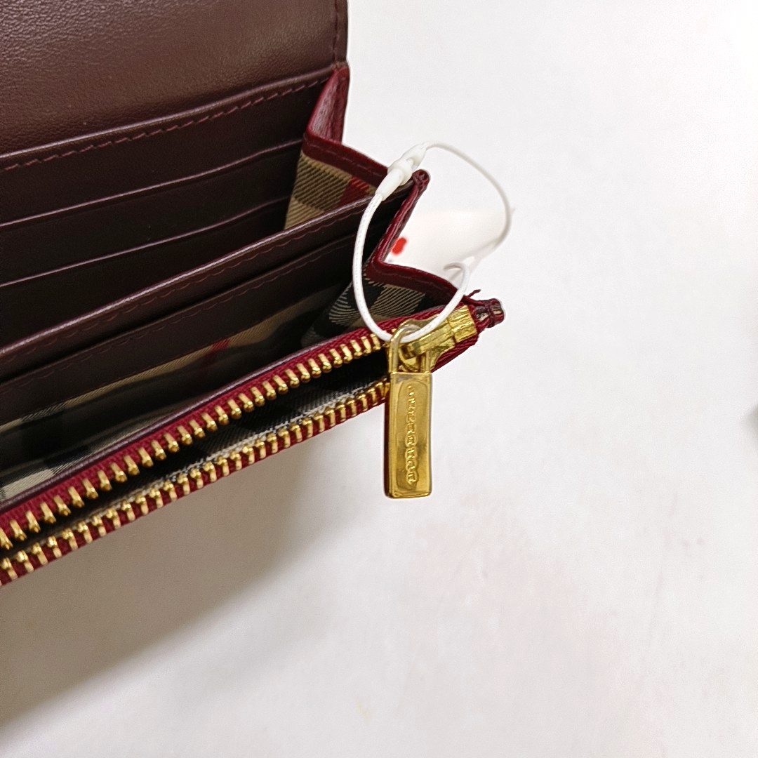 BURBERRY Red Leather Wallet Golden hardware-(SKU)-950780948