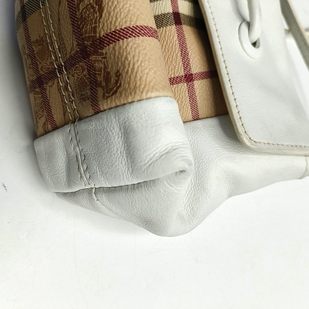 BURBERRY Khaki Coated Canvas Warhorse Plaid Crossbody Shoulder Bag Golden hardware-(SKU)-954930104