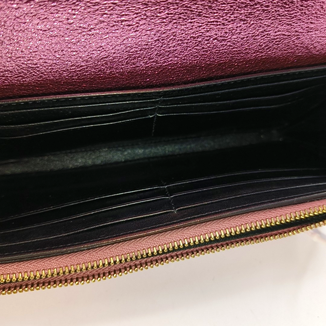 YSL MONOGRAM 粉色牛皮绗缝V纹钱包 Golden hardware Complete Accessories-(SKU)-957647456