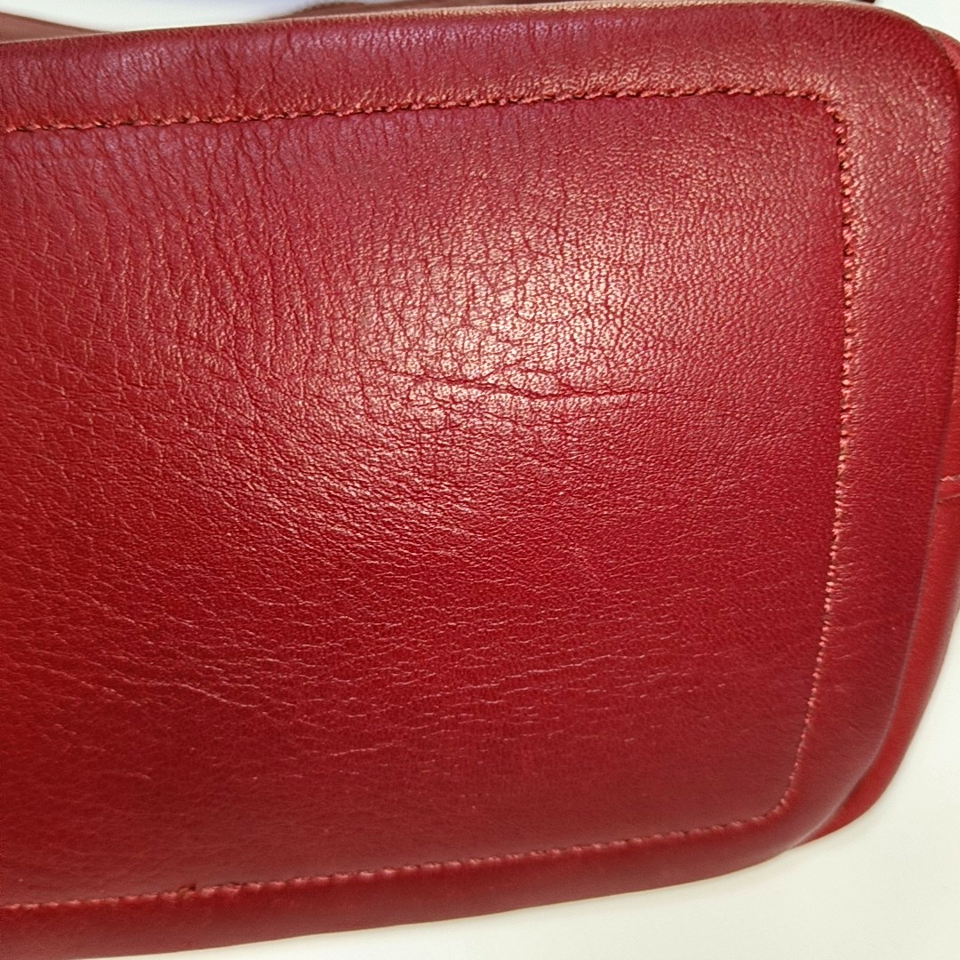 COACH Red Leather Handbag Single Shoulder Bag Golden hardware Removable shoulder strap-(SKU)-934221338
